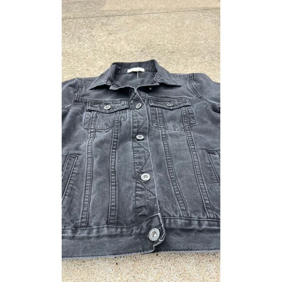 Wishlist Jacket Women Size Small Black Denim Button Front Collared Trucker - Picture 2 of 8